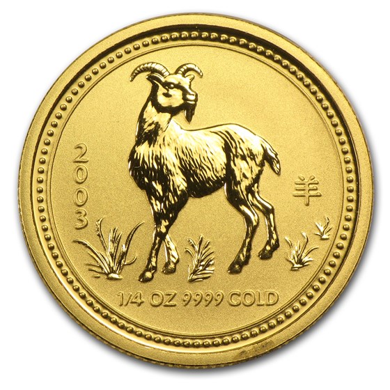 2003 Australia 1/4 oz Gold Lunar Goat BU (Series I) 2003 Australia 1/4 oz Gold Lunar Goat BU (Series I)